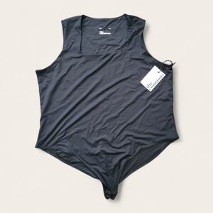NWT The Commons Bodysuit Black Sleeveless Tank Top Square Neckline Stitchfix 2X